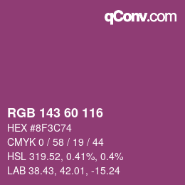 Color code: RGB 143 60 116 | qconv.com