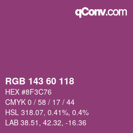 Color code: RGB 143 60 118 | qconv.com