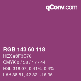 カラーコード: RGB 143 60 118 | qconv.com