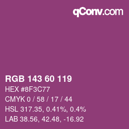 カラーコード: RGB 143 60 119 | qconv.com