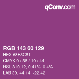 カラーコード: RGB 143 60 129 | qconv.com