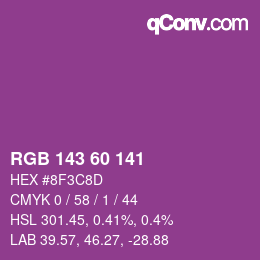 Color code: RGB 143 60 141 | qconv.com