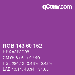 カラーコード: RGB 143 60 152 | qconv.com