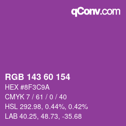カラーコード: RGB 143 60 154 | qconv.com