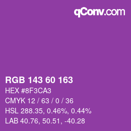 Color code: RGB 143 60 163 | qconv.com