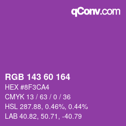 カラーコード: RGB 143 60 164 | qconv.com