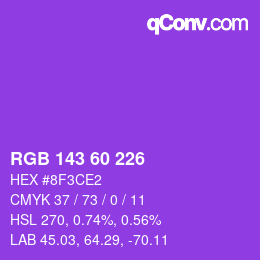 颜色代码: RGB 143 60 226 | qconv.com