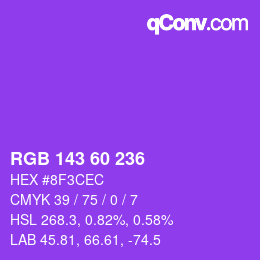 颜色代码: RGB 143 60 236 | qconv.com