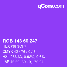 Color code: RGB 143 60 247 | qconv.com