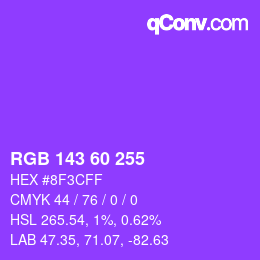 カラーコード: RGB 143 60 255 | qconv.com