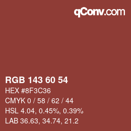 カラーコード: RGB 143 60 54 | qconv.com