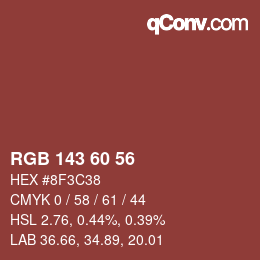颜色代码: RGB 143 60 56 | qconv.com