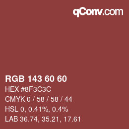 カラーコード: RGB 143 60 60 | qconv.com
