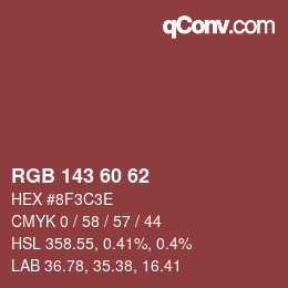 カラーコード: RGB 143 60 62 | qconv.com
