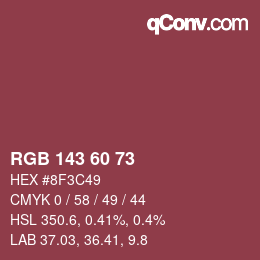 カラーコード: RGB 143 60 73 | qconv.com