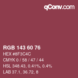 カラーコード: RGB 143 60 76 | qconv.com
