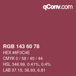 カラーコード: RGB 143 60 78 | qconv.com