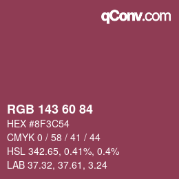 カラーコード: RGB 143 60 84 | qconv.com
