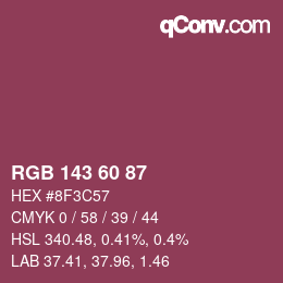 Color code: RGB 143 60 87 | qconv.com