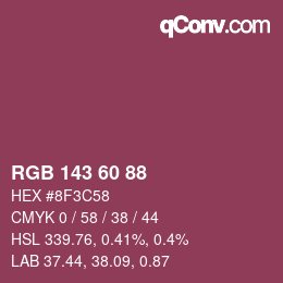 カラーコード: RGB 143 60 88 | qconv.com