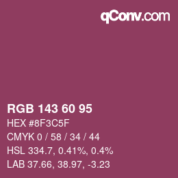 カラーコード: RGB 143 60 95 | qconv.com