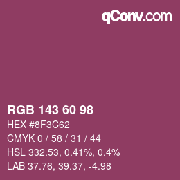 カラーコード: RGB 143 60 98 | qconv.com
