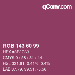 Color code: RGB 143 60 99 | qconv.com
