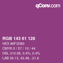 颜色代码: RGB 143 61 128 | qconv.com