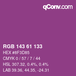 Color code: RGB 143 61 133 | qconv.com