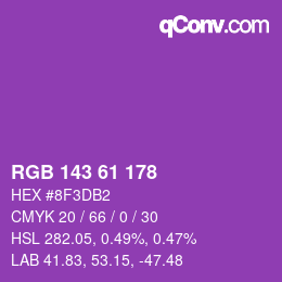 Color code: RGB 143 61 178 | qconv.com