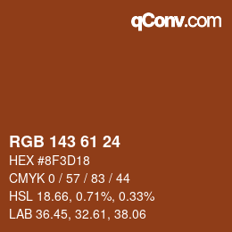 カラーコード: RGB 143 61 24 | qconv.com