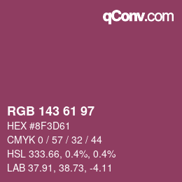 Color code: RGB 143 61 97 | qconv.com