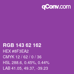 Color code: RGB 143 62 162 | qconv.com