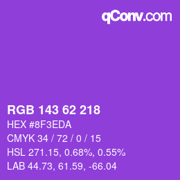 Color code: RGB 143 62 218 | qconv.com