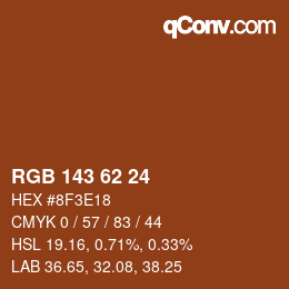 颜色代码: RGB 143 62 24 | qconv.com