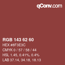 Color code: RGB 143 62 60 | qconv.com