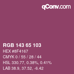 カラーコード: RGB 143 65 103 | qconv.com