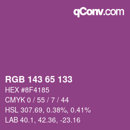Color code: RGB 143 65 133 | qconv.com