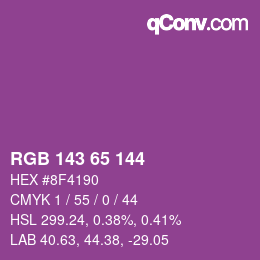 颜色代码: RGB 143 65 144 | qconv.com