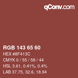 Color code: RGB 143 65 60 | qconv.com