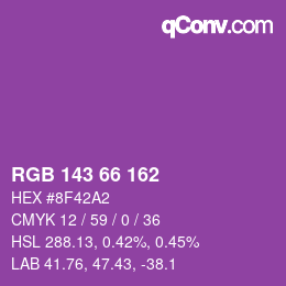 Color code: RGB 143 66 162 | qconv.com