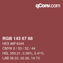 颜色代码: RGB 143 67 68 | qconv.com