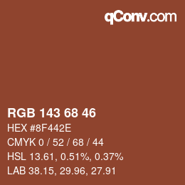 Color code: RGB 143 68 46 | qconv.com