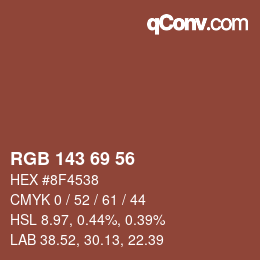 Color code: RGB 143 69 56 | qconv.com