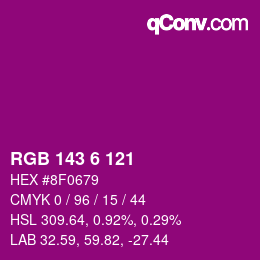 Color code: RGB 143 6 121 | qconv.com