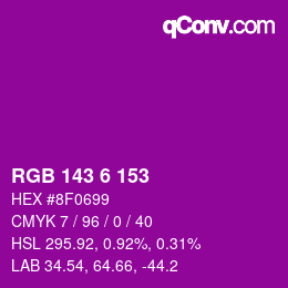 Color code: RGB 143 6 153 | qconv.com