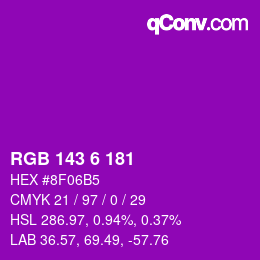 カラーコード: RGB 143 6 181 | qconv.com