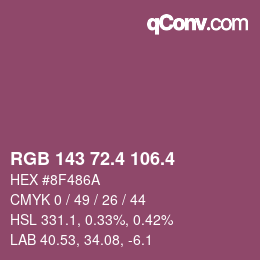 カラーコード: RGB 143 72.4 106.4 | qconv.com