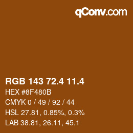 カラーコード: RGB 143 72.4 11.4 | qconv.com