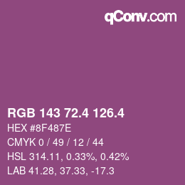 カラーコード: RGB 143 72.4 126.4 | qconv.com